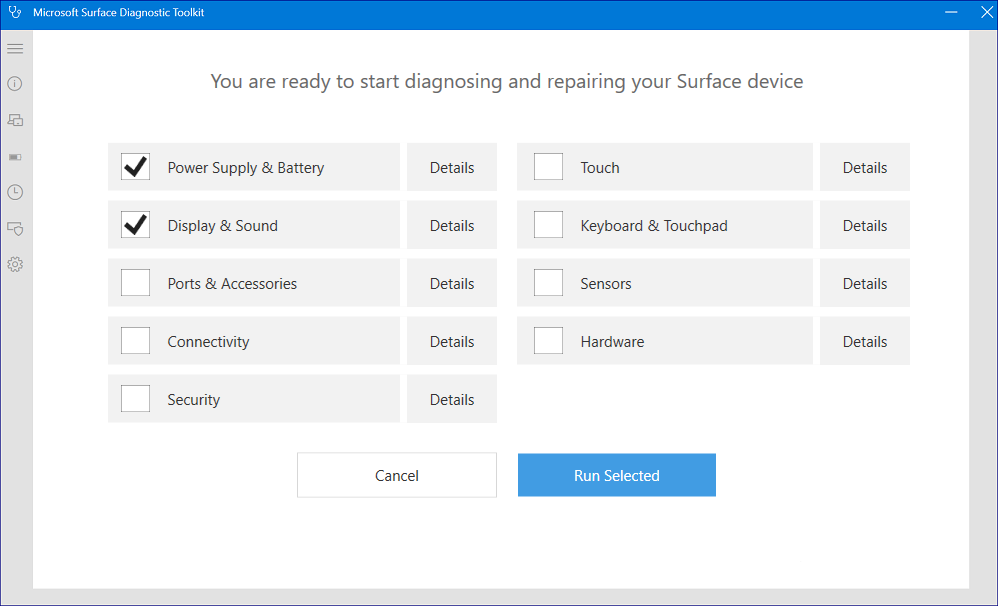 Select hardware tests