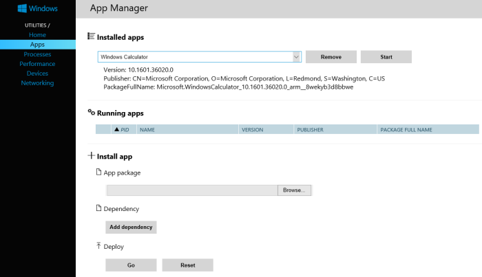 device portal app manager