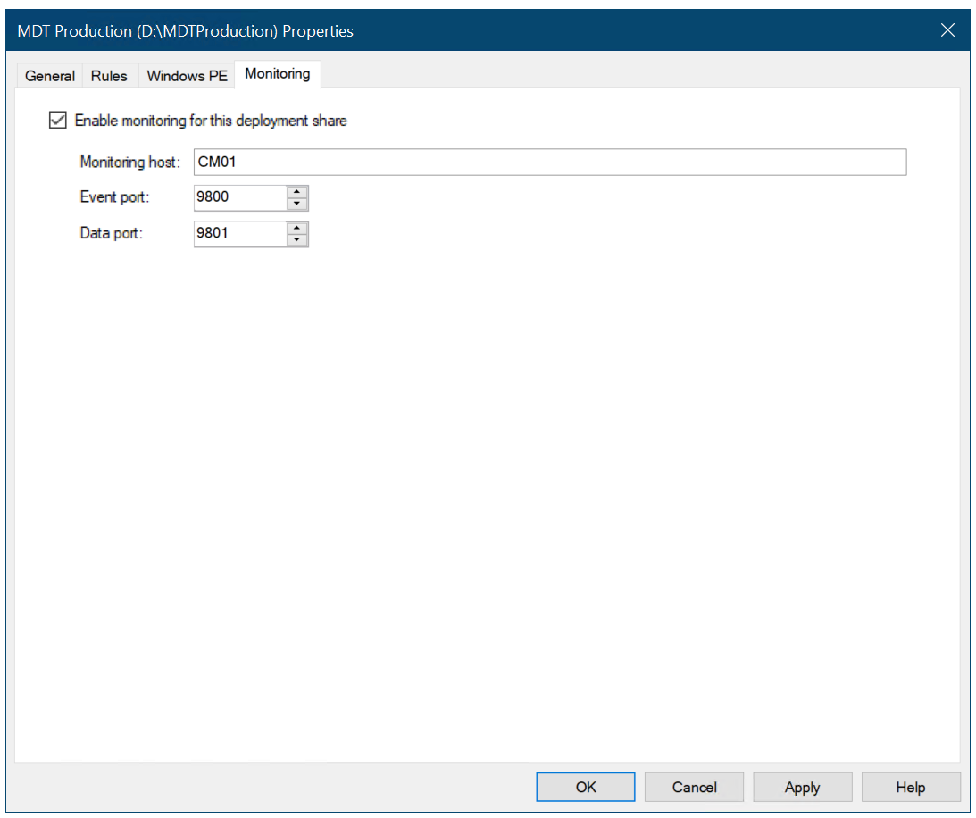 Enable MDT monitoring for Configuration Manager