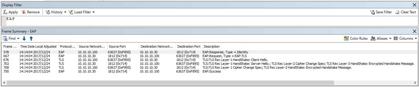 NPS-side packet capture data