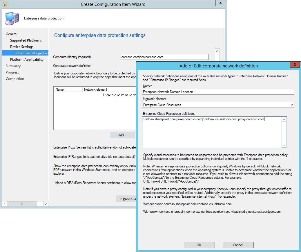 Add or edit corporate network definition box, Add your enterprise network locations