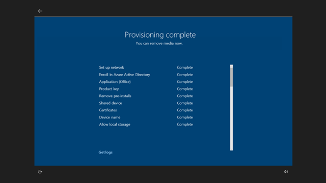 Notification that provisioning is complete.