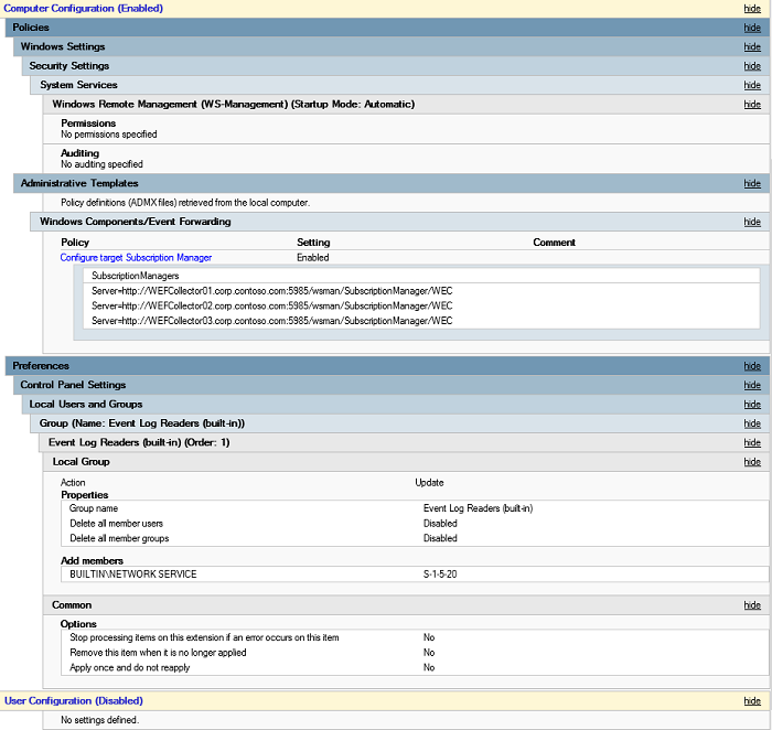 configure the wef client