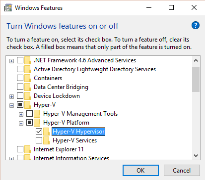 Turn Windows features on or off