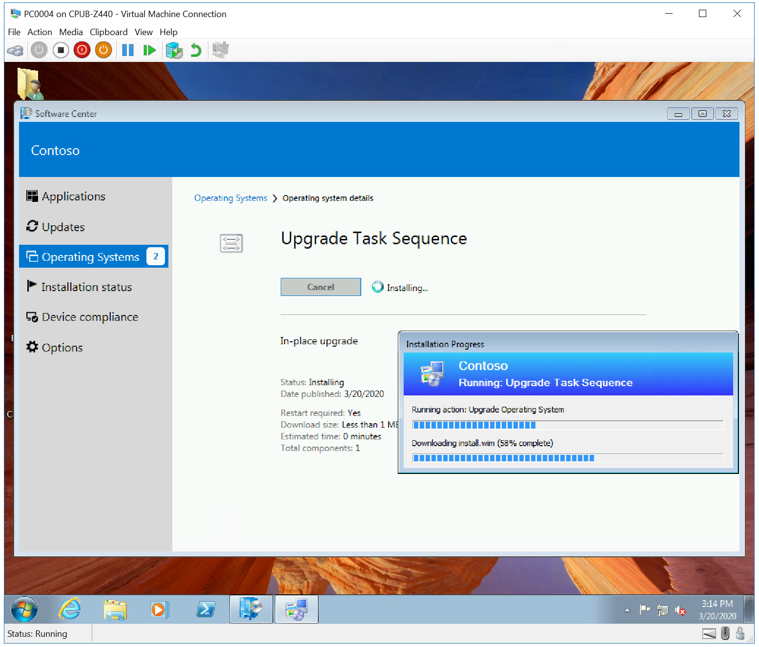 Upgrade task sequence example 1