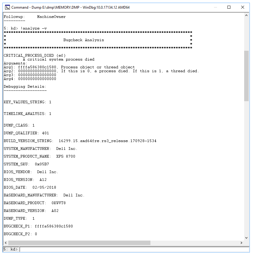 Bugcheck analysis.