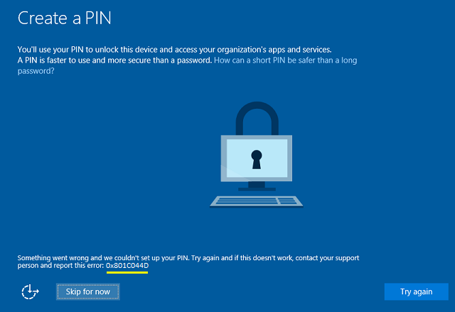 PIN error.